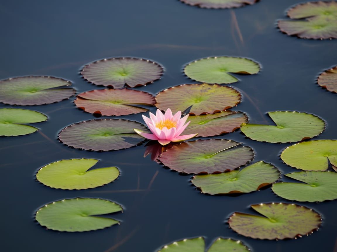 Tranquil Pond with Vibrant Water Lily