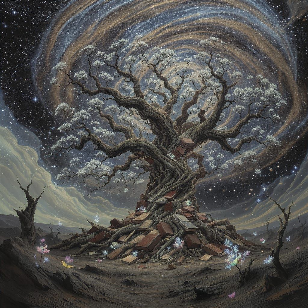 Ancient Bone Tree in Desolate Wasteland