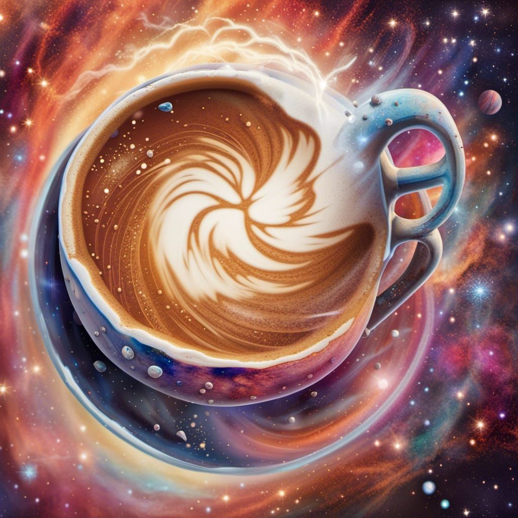 Cosmic Latte Art: A Celestial Coffee Cup