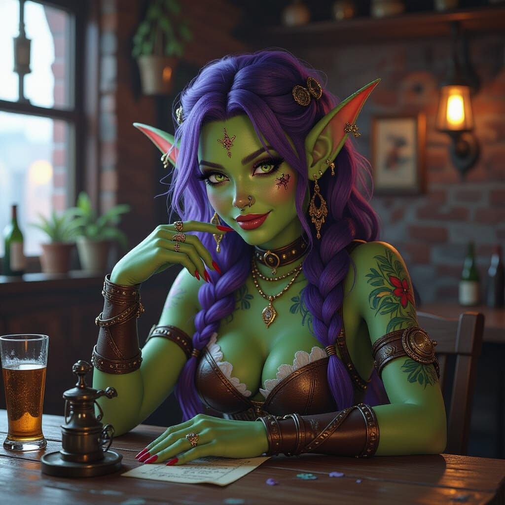 Stunning Goblin Inventor in Alcohol Ink Splatter Style