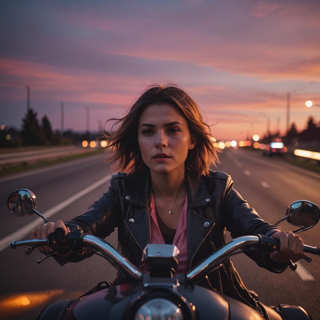 Night Drive in Twilight: Cinematic Film Still