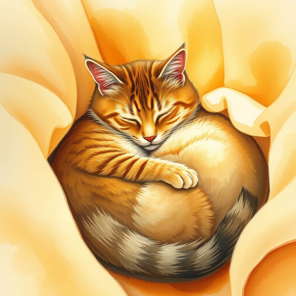 Cozy Cat in Dreamy Watercolor Whispers