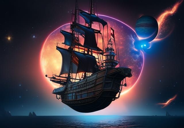 Pirate Ship Sailing Space