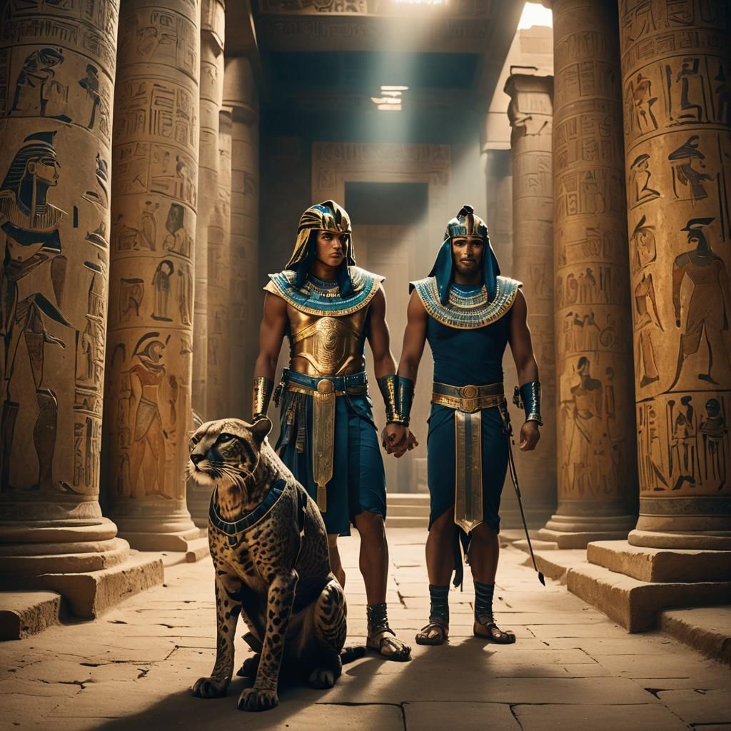 Horus and Mafdet Guard Ancient Egyptian Temple