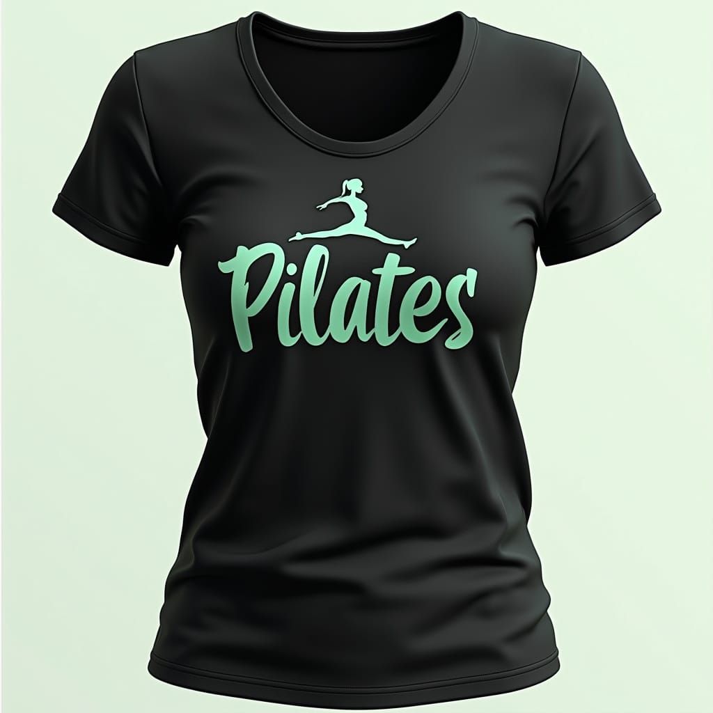 Fitness Athleisure Blouse in Black with Green Water Script a...