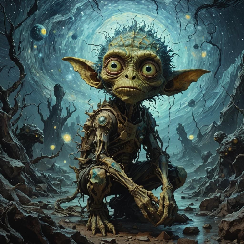 Surreal Alien Concept Art in Van Gogh Style