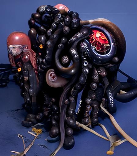 Biopunk Octopus Diorama as Digital Illustration