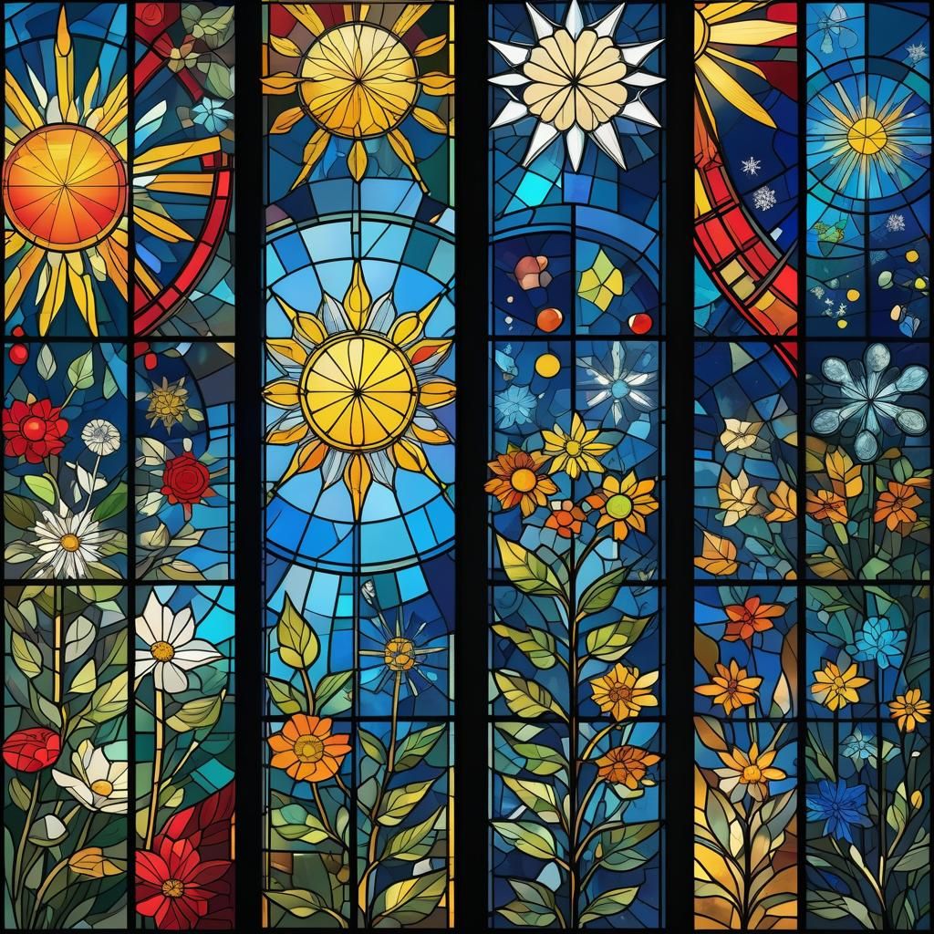 Seasons in Stained Glass: Geometric Pop Art Rendering