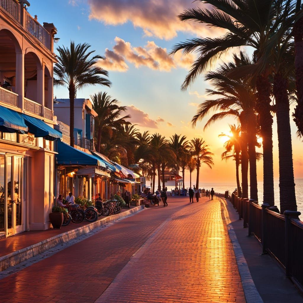 Enchanting Seaside Boulevard at Night