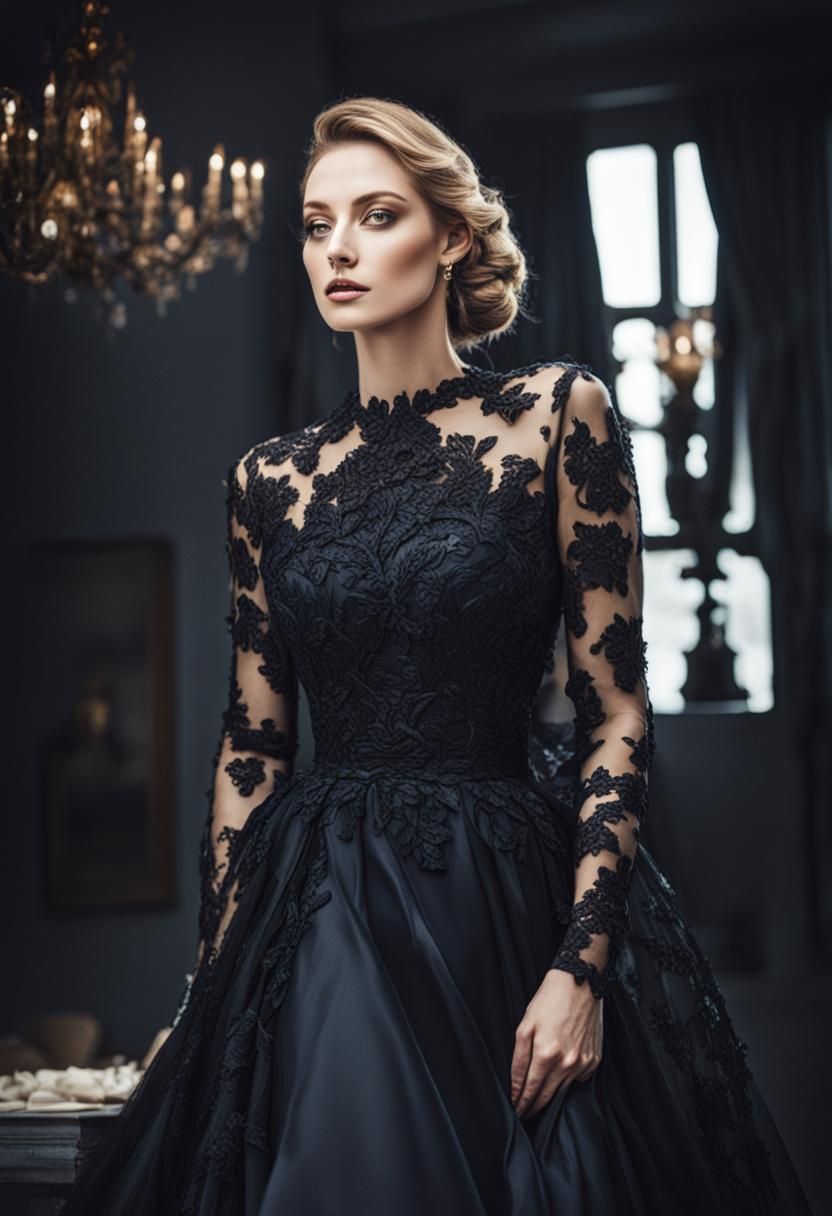 Elegant Woman in Beautiful AI-Generated Dress