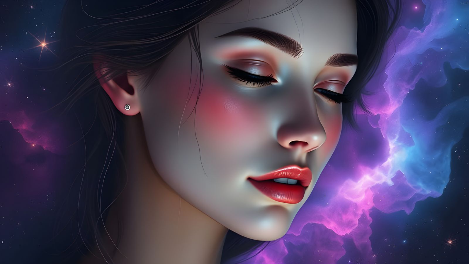 Cosmic Goddess in Vibrant Starry Galaxy