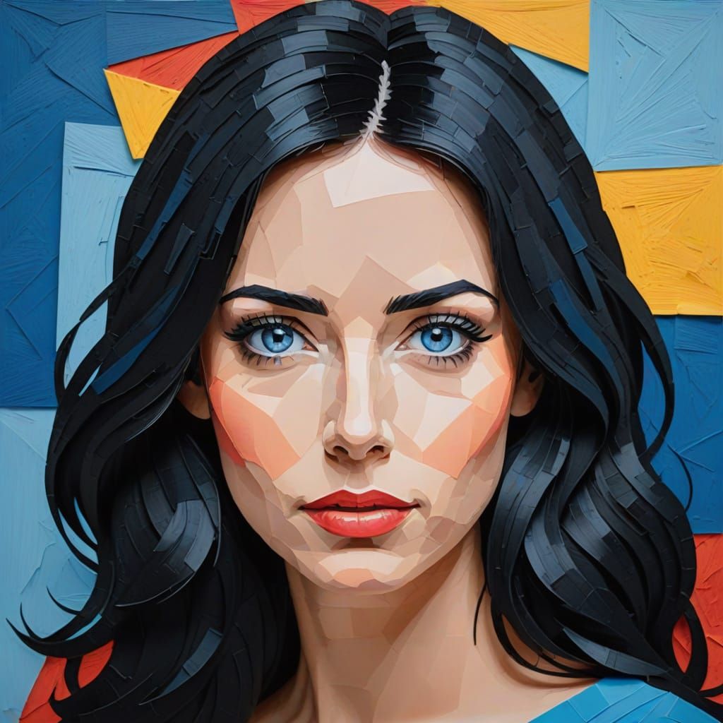 Post-Impressionist Paper Portrait of a Woman