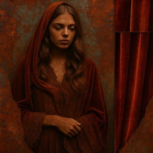 Rust Echoes in a Velvet Collage