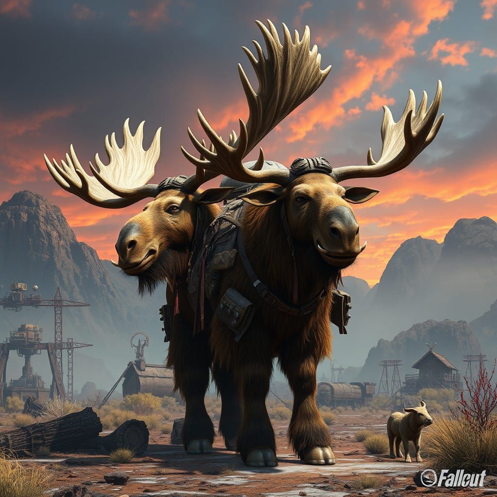 Majestic Rad Moose in Post-Apocalyptic Landscape, in Unreal....