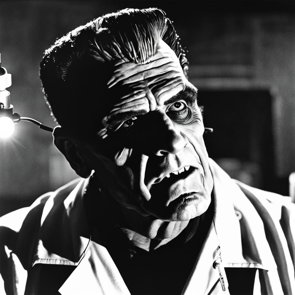 Frankenstein's Monster Zapped in Film Noir Style