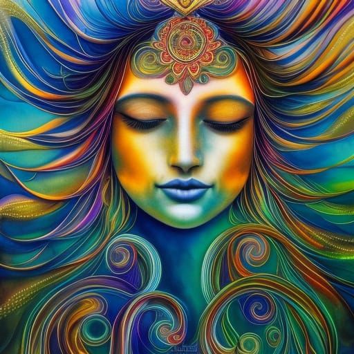 Radiant Goddess of Love: Hyperdetailed Religious Art