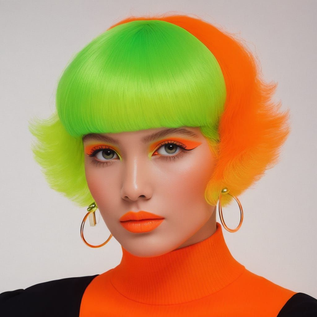 Neon Green and Orange 1980s Style