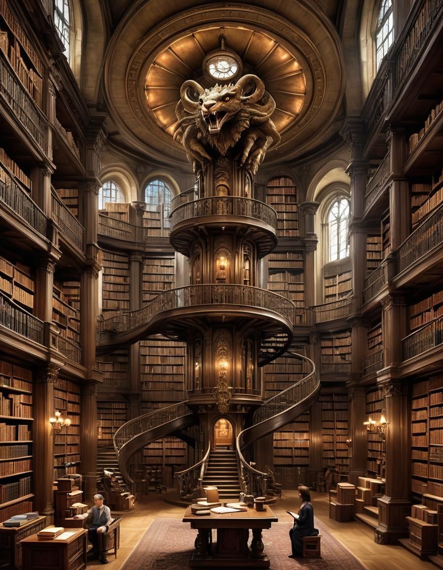Chimera Librarian in Magical Tower Library
