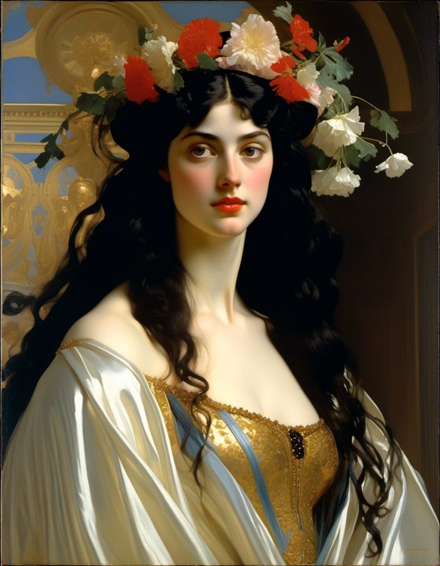 Oily Black Hair Portrait in Oil Painting Style