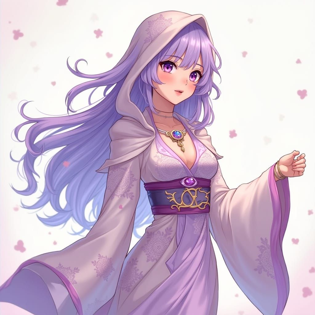 Anime Woman Lianhua in Flowing Pastel Robes