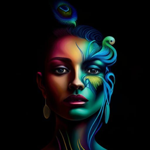 Ancient Woman with Monkey in Graffiti Art Style