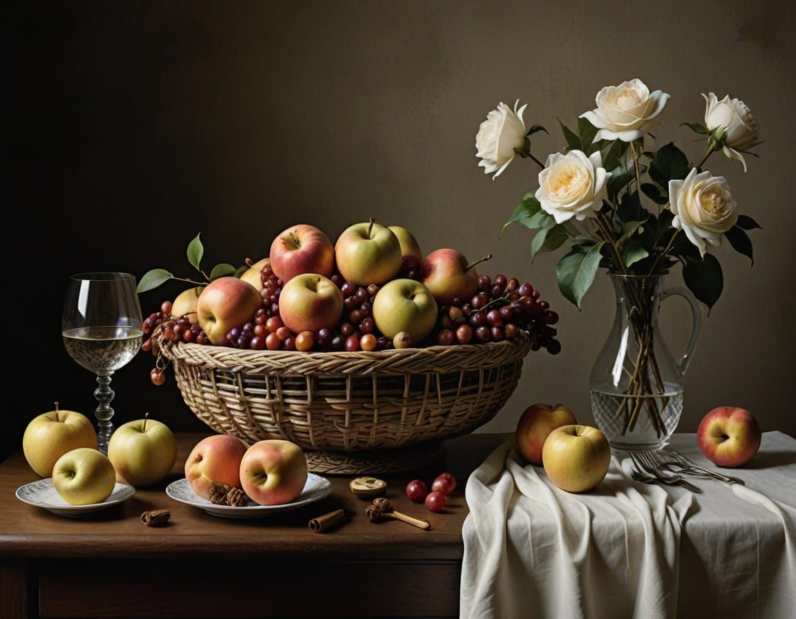 Dutch Golden Age Still Life with Fruit and Opulent Details