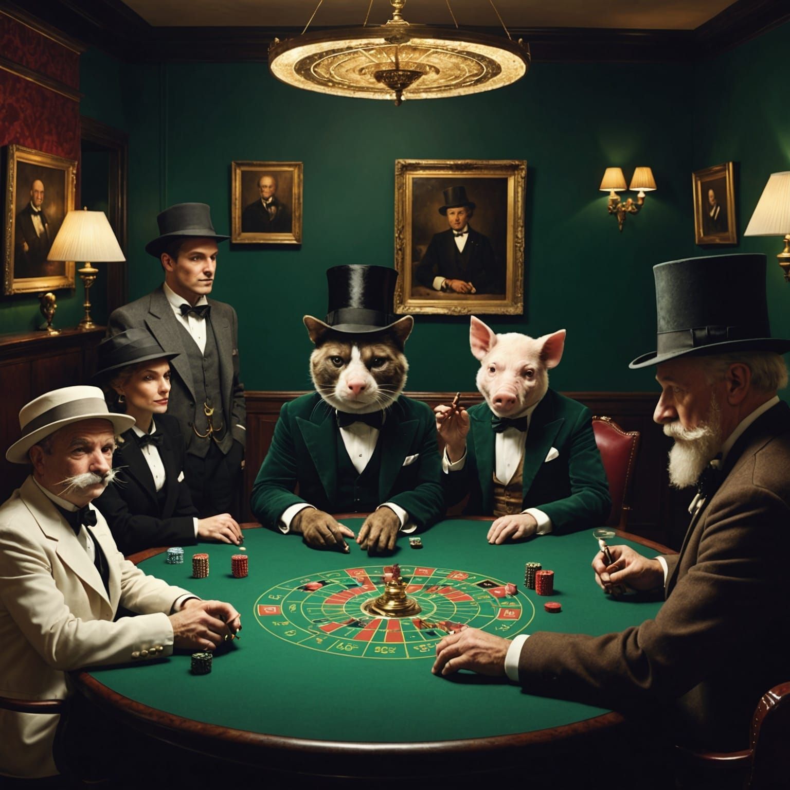 Animals Play Roulette in Dark Room, Sinister Style