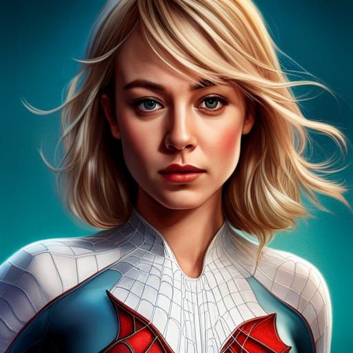 Brie Larson as Ghost Spider: Hyperrealistic Splash Art