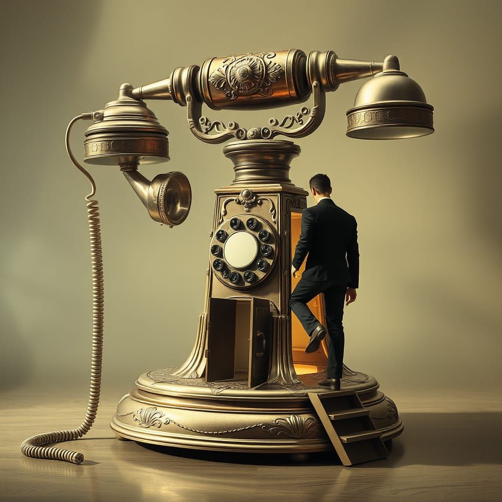 Vintage Telephone Portal: A Retrofuturistic Dreamscape