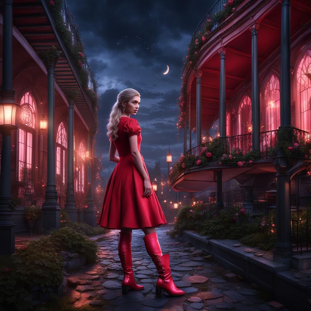 Rebekah Mikaelson in Red Dress, New Orleans Night