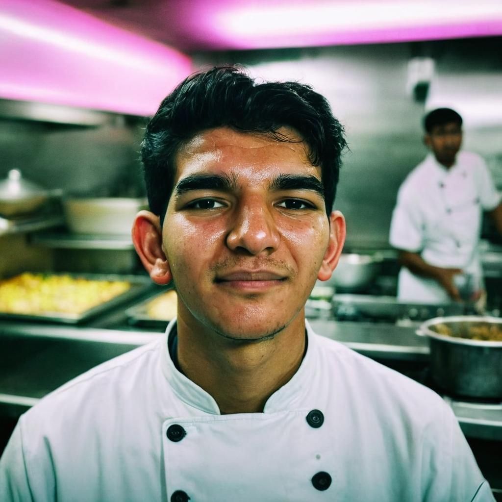 Chef Portrait in Busy Restaurant, Cinematic Realism
