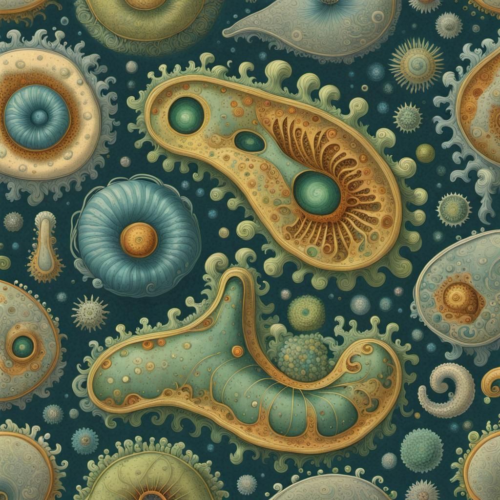 Vintage Amoeba Illustrations with Holographic Glitter