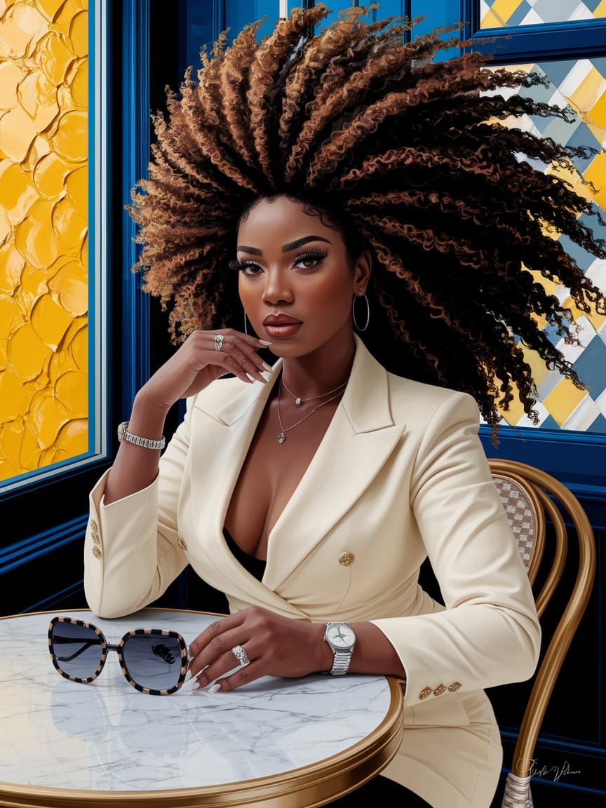 Confident Woman in Cream Blazer, Impasto Painting