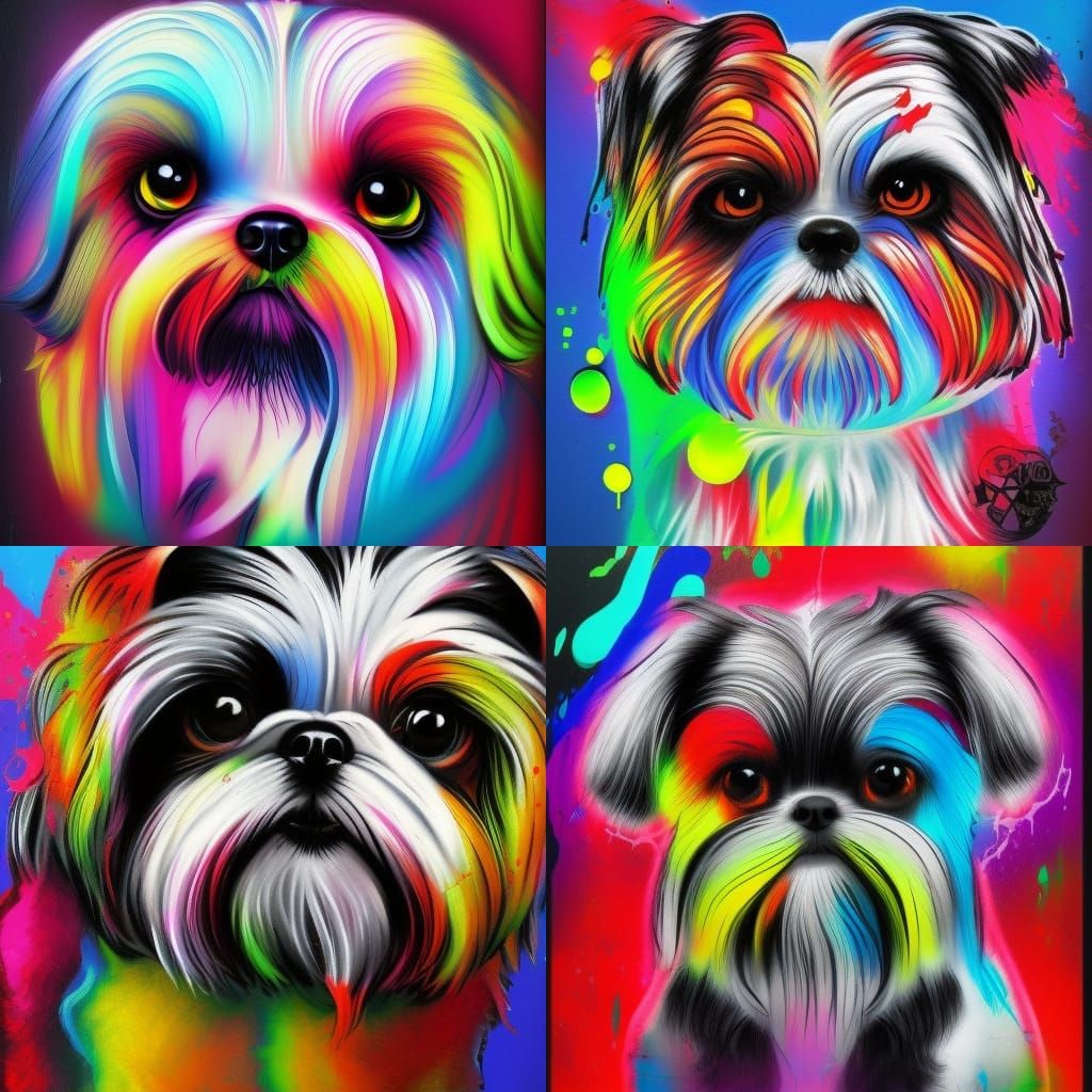 Shih Tzu Satan Graffiti Art in Street Style