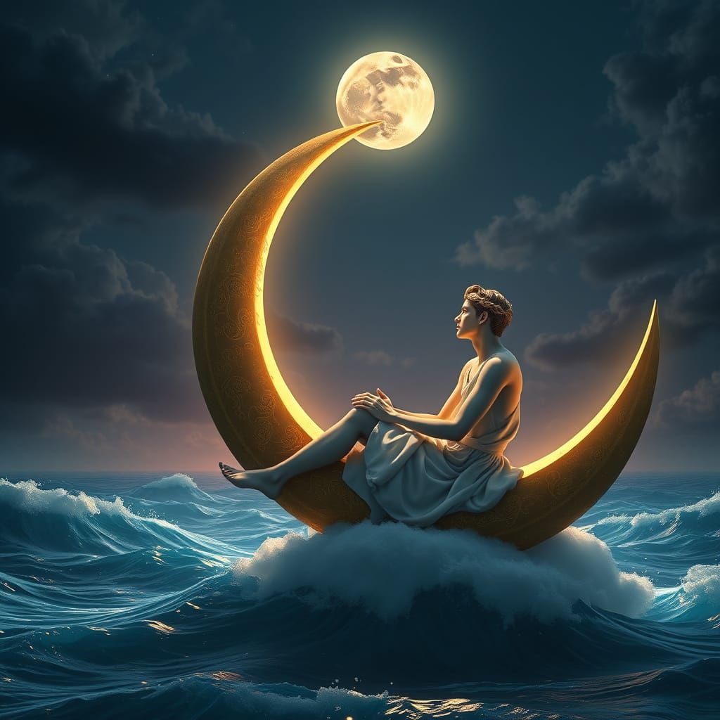 Ethereal Moonlit Scene in Neo-Impressionist Style