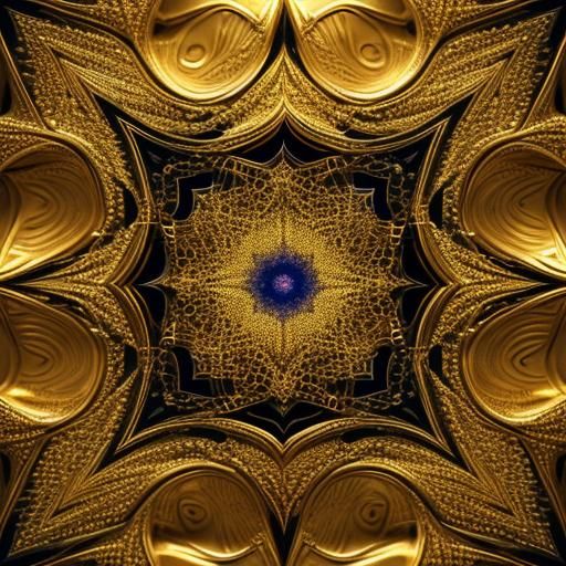 Gold Heart with Intricate Details in HDR