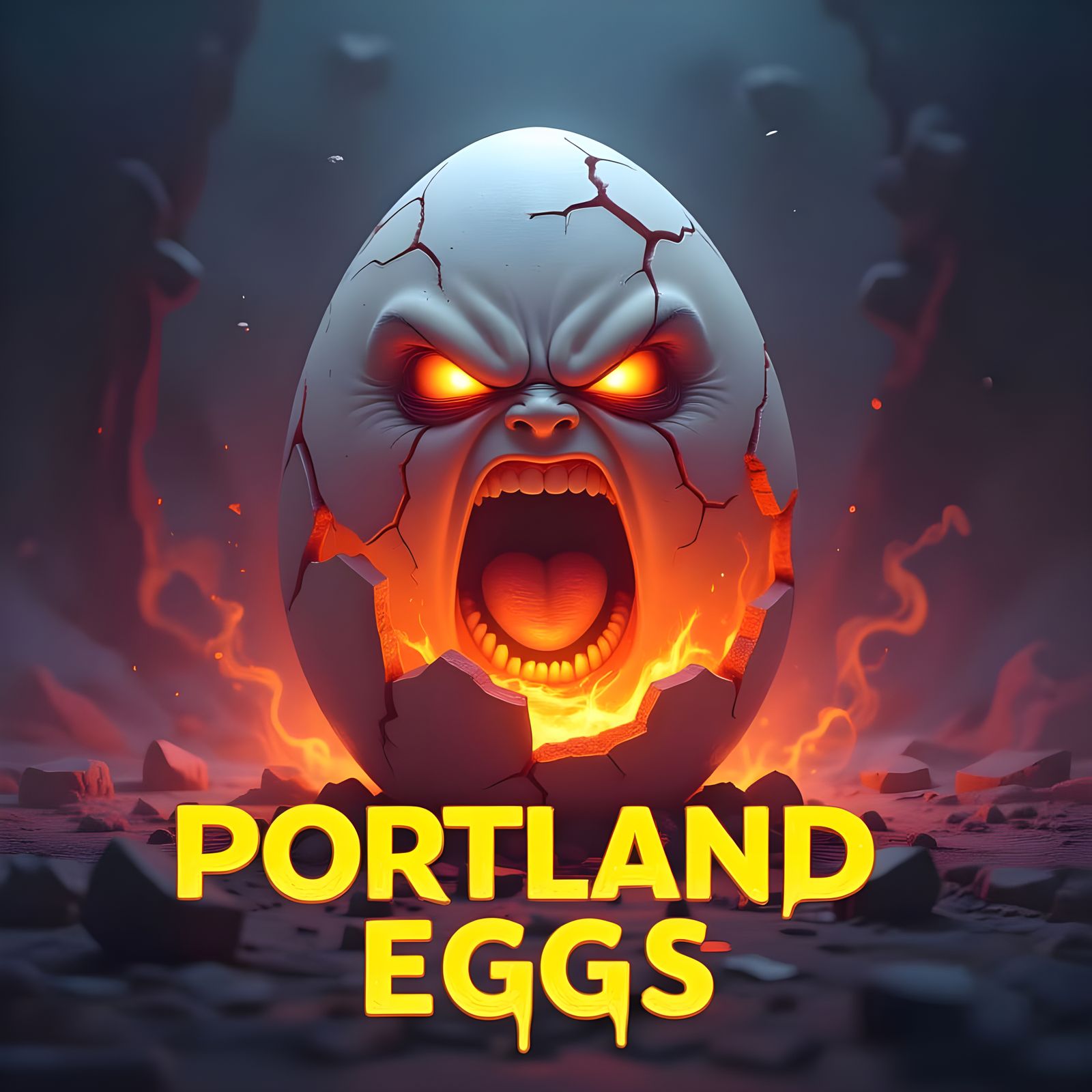 Surreal Abstract Angry Egg in Digital Matte Painting Style