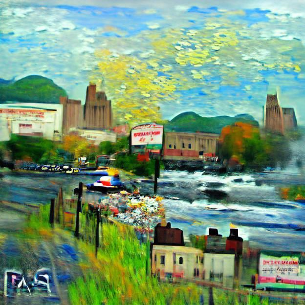 Impressionistic Paterson, New Jersey Cityscape