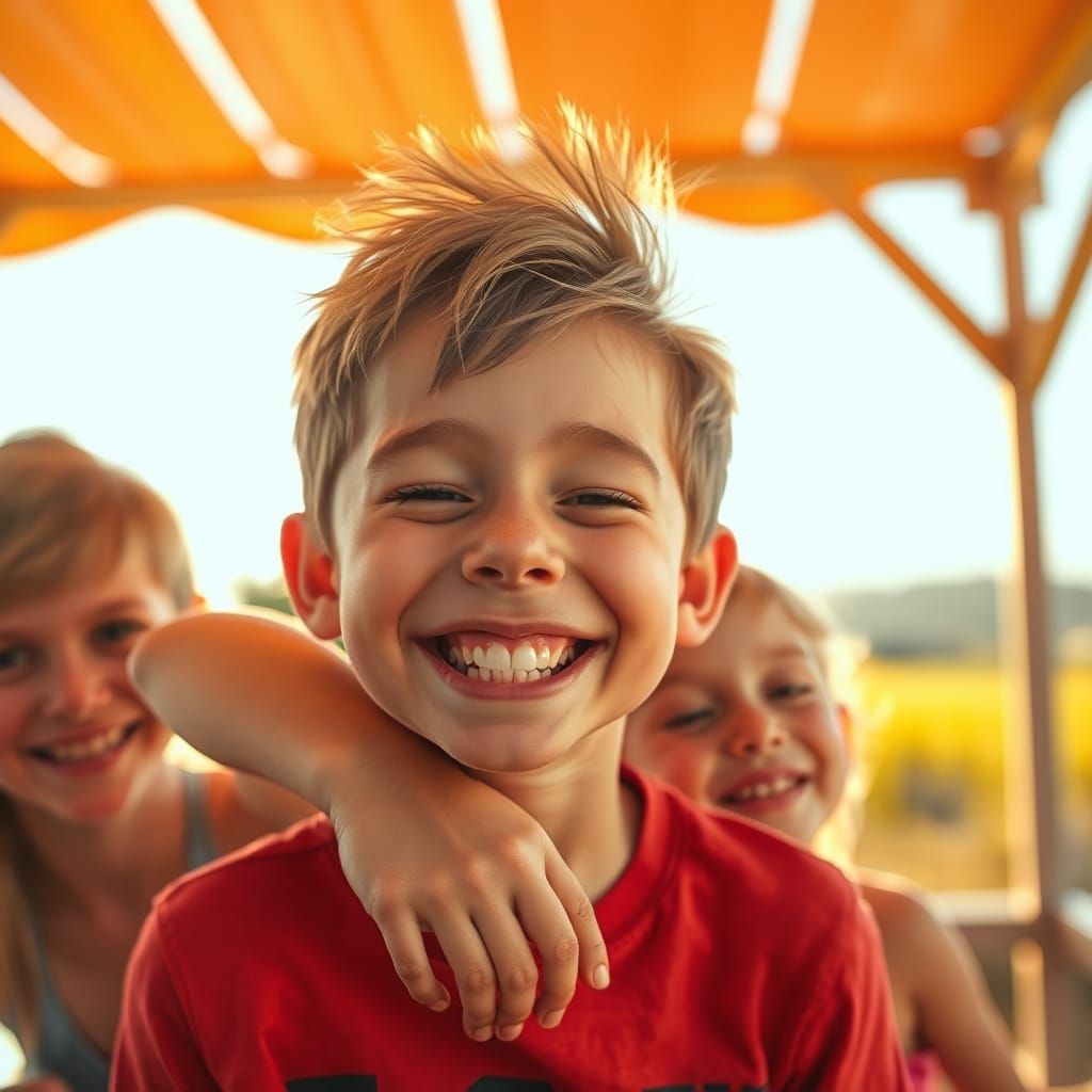 Friends Enjoy a Warm Summer Afternoon in a Joyful Snapshot