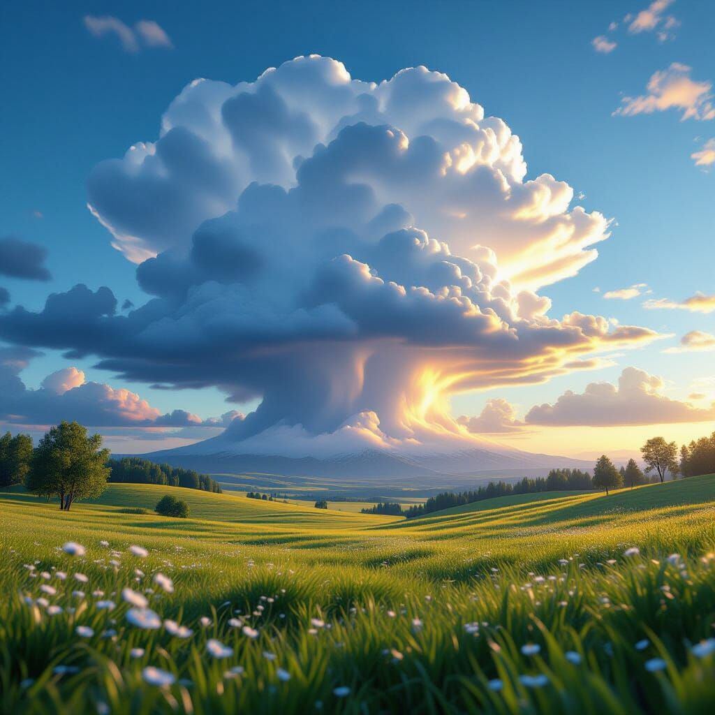 Epic Thunderstorm Meadow in 3D Game Cinematic Style