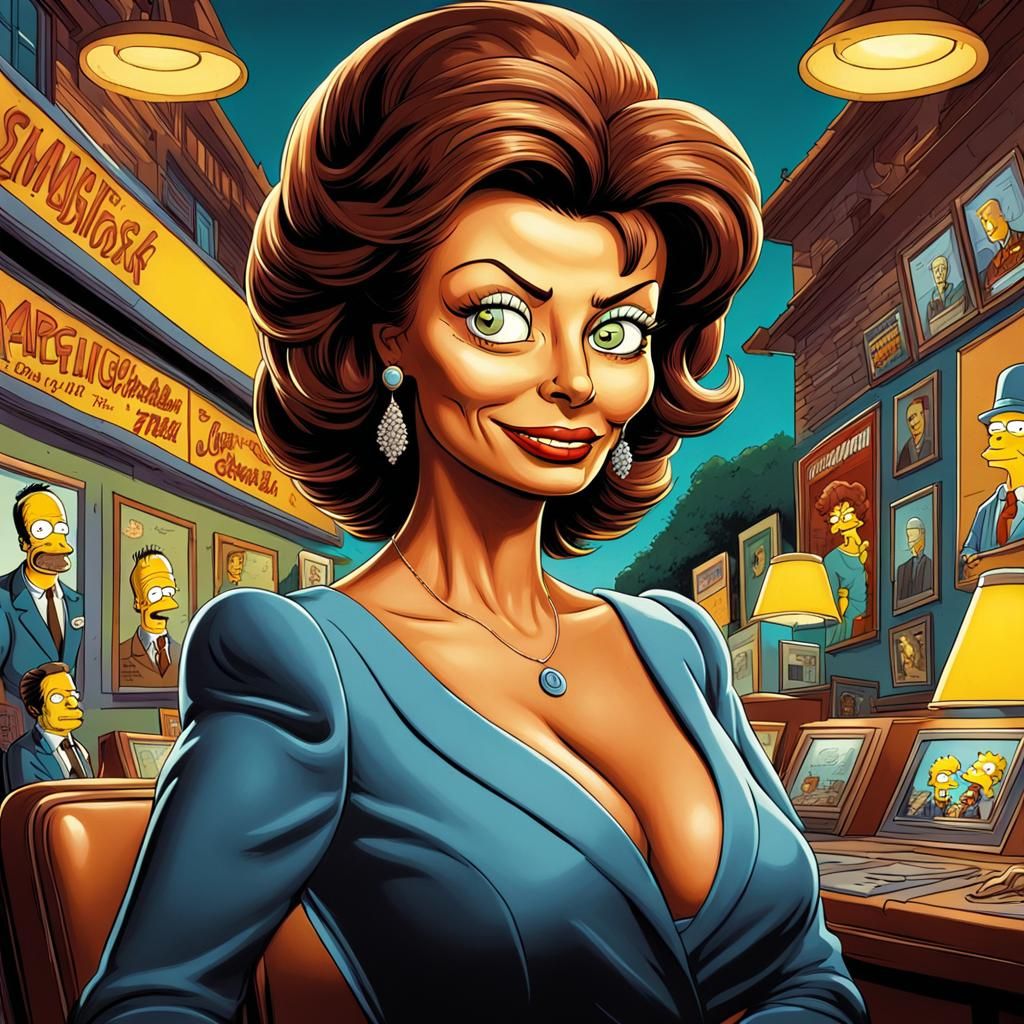 Sophia Loren as Simpsons Cartoon Portrait