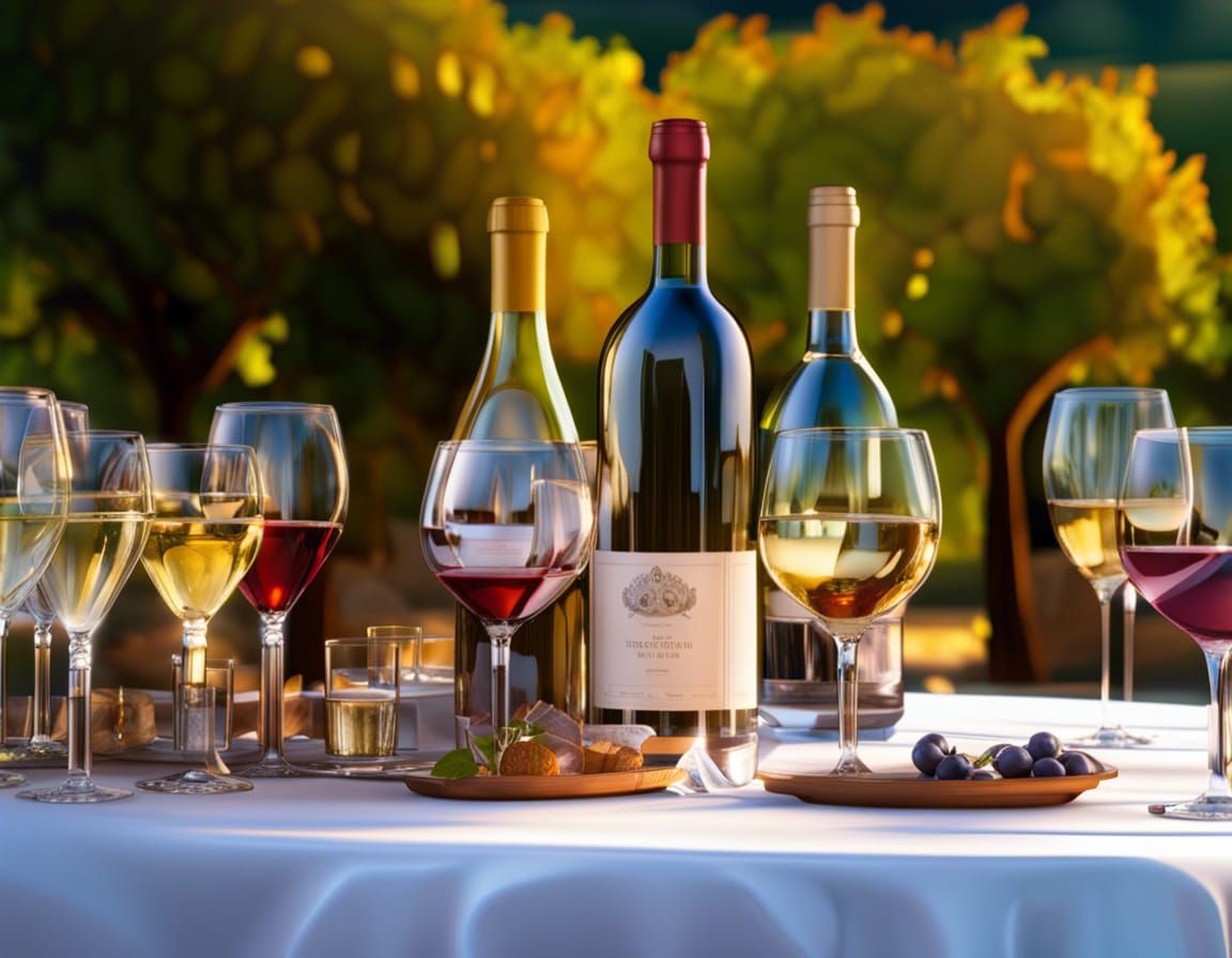 French Chateau Wine Table in Splash Art Style