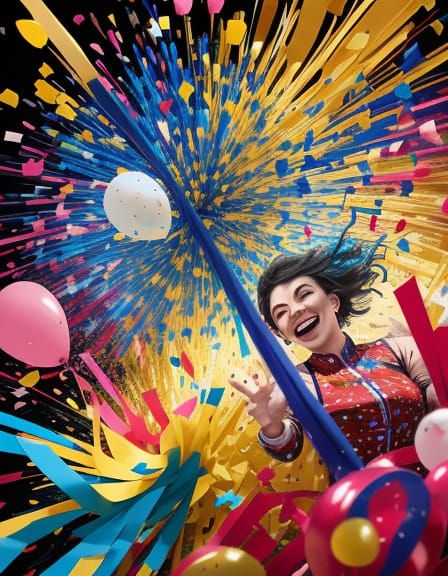 Vibrant Celebration Splash Art in Dynamic Brushstrokes