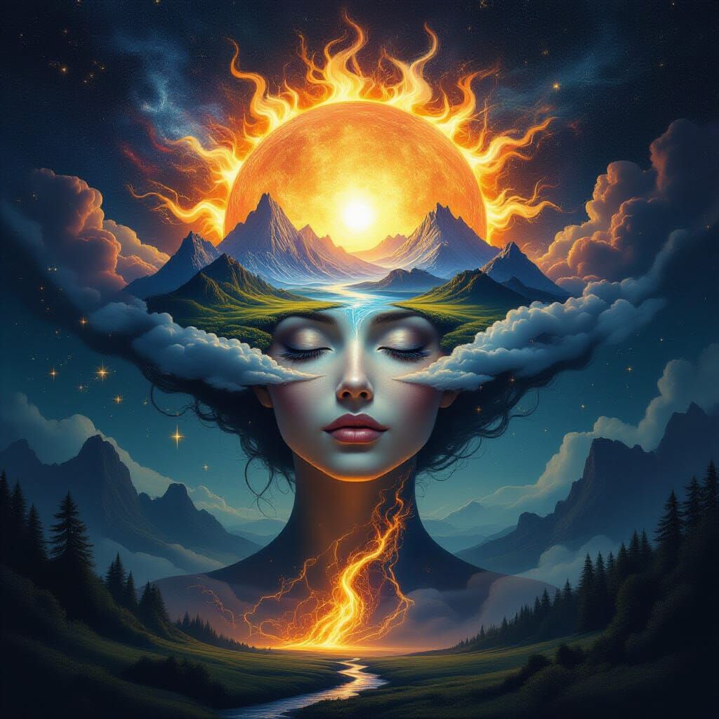 Cosmic Goddess Merging With Earth & Universe