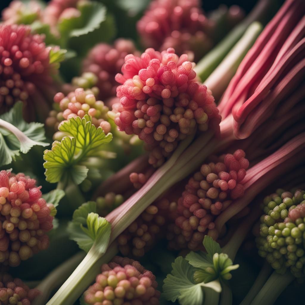 Rhubarb Bouquet in Natural Light Photography
