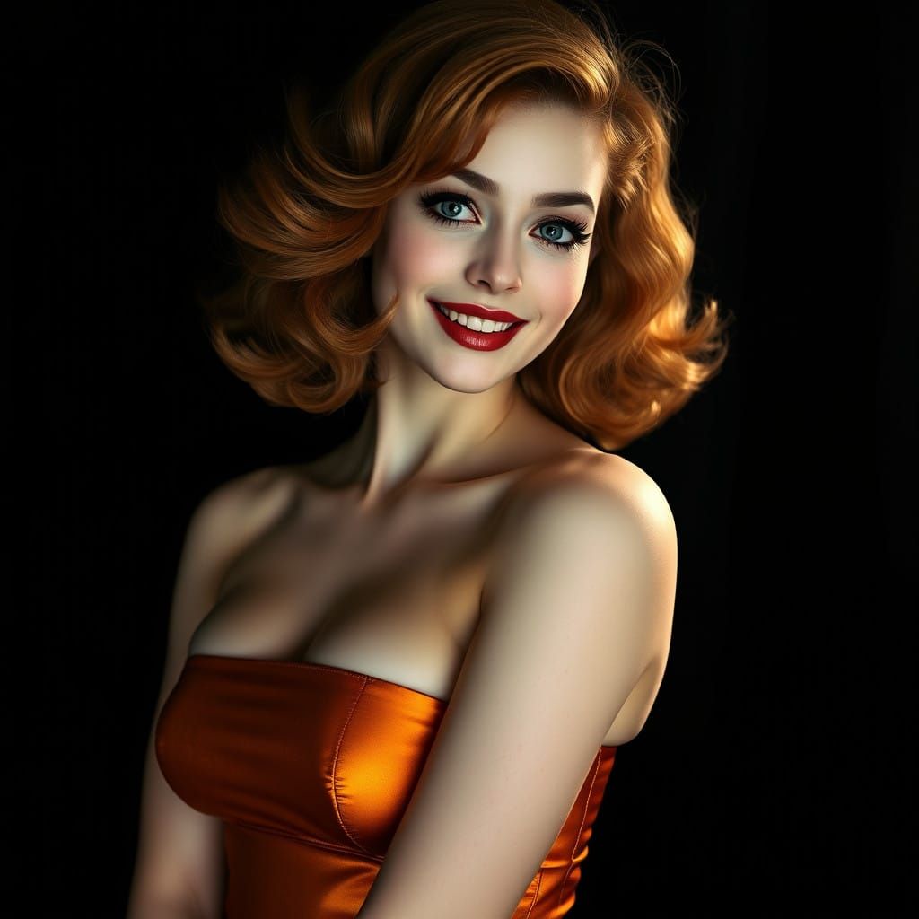 Vintage Glamour Supermodel Vixen in 1970s Style