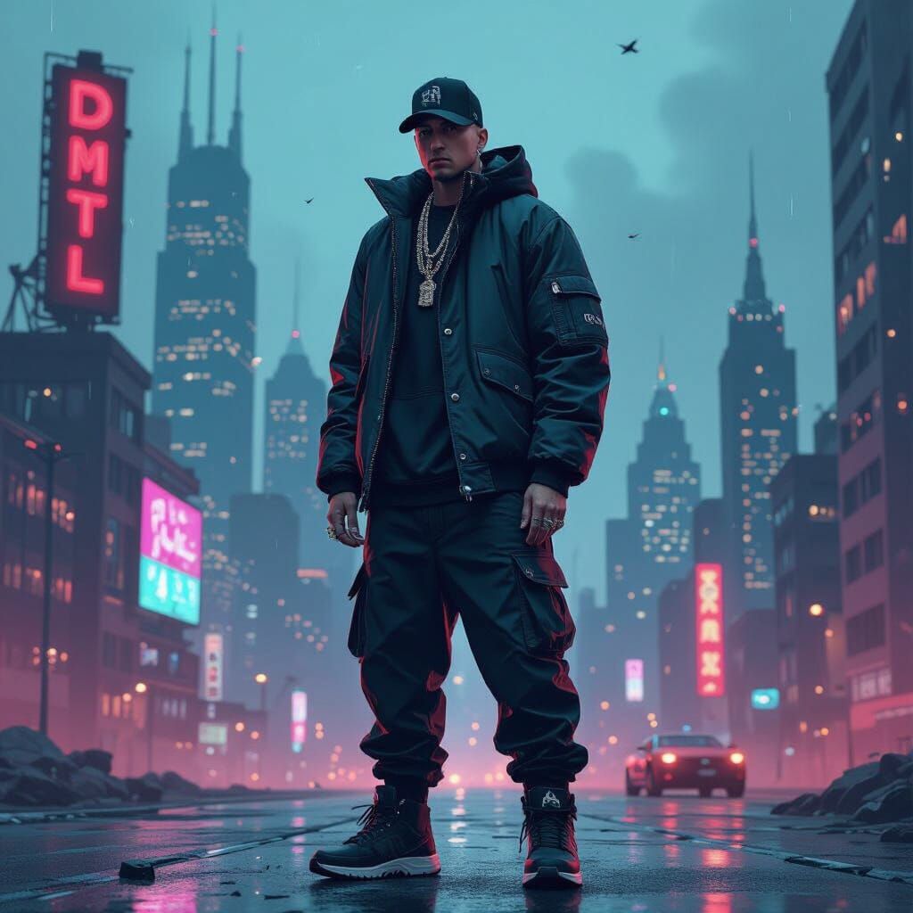 Eminem in Cyberpunk Detroit Art