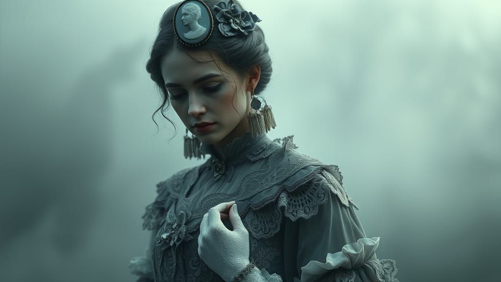 Victorian Lady Lost in a Whimsical Mist