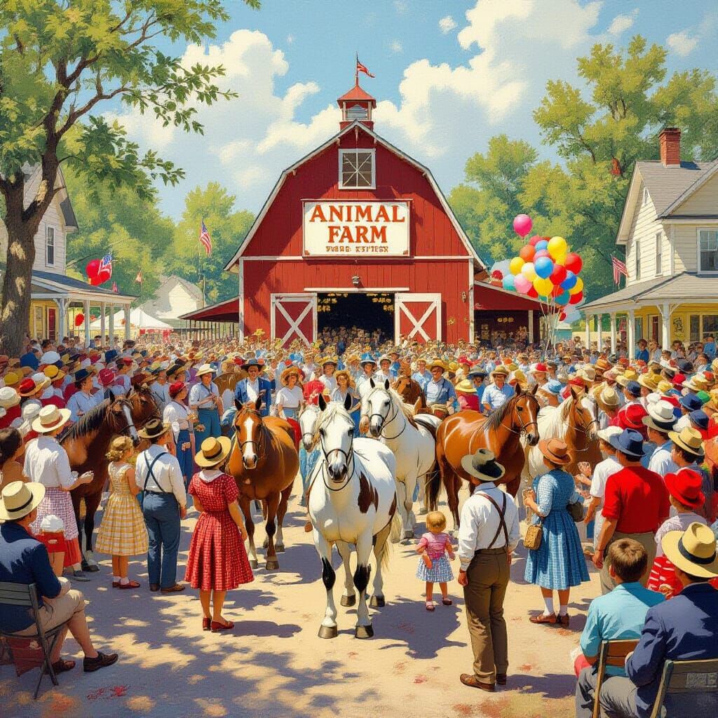 Animal Farm Stand Parade in Realistic Style
