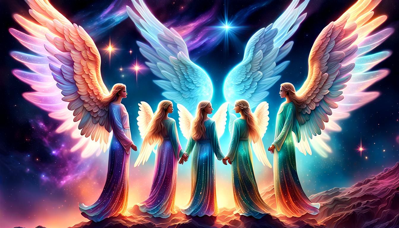 Angels on Earth: Cosmic Fantasy Digital Art